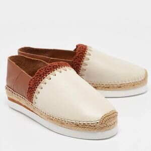 See by Chloe Cream/Brown Leather Glyn Espadrille Flats